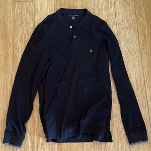 Men long sleeve black henley